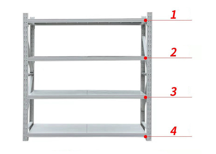 Powder Coated 24kg Metal 4 Tier Shelf Medium Duty For Warehouse Storage